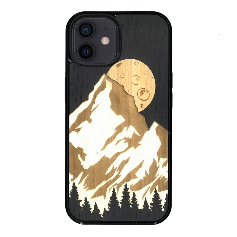 Coque de protection en bois véritable fabriquée en France pour iPhone 11 alliant plusieurs essences de bois pour représenter le mont Everest