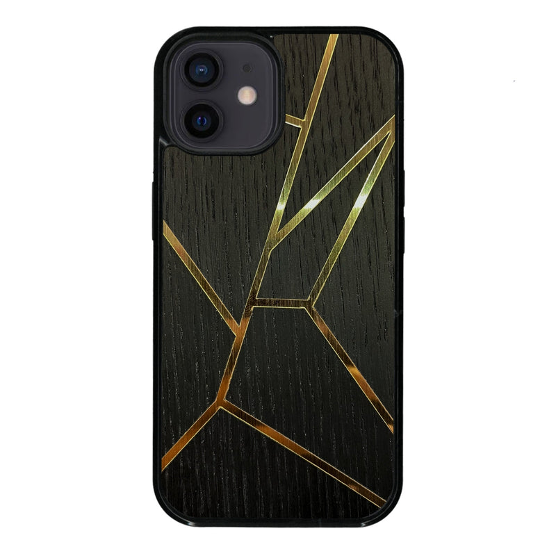 Coque de protection en bois véritable fabriquée en France pour iPhone 11 alliant plusieurs essences de bois pour représenter des fragments design