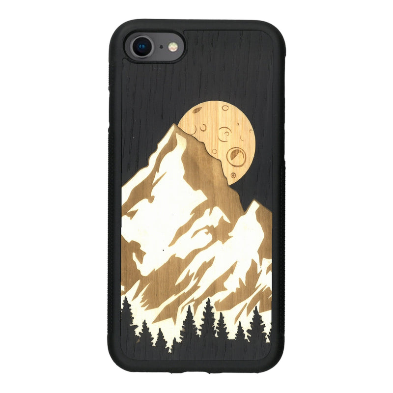 Coque de protection en bois véritable fabriquée en France pour iPhone 5 / 5s alliant plusieurs essences de bois pour représenter le mont Everest