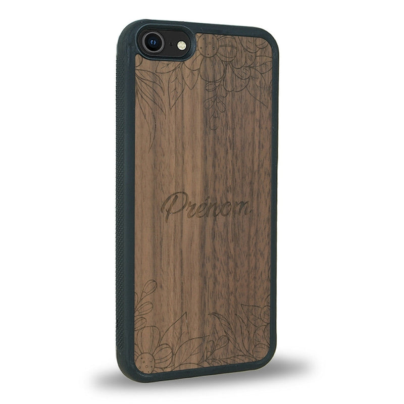 Coque de protection en bois véritable fabriquée en France pour iPhone 5 / 5s sur le thème de la fête des mères avec un motif représentant des fleurs et des feuilles