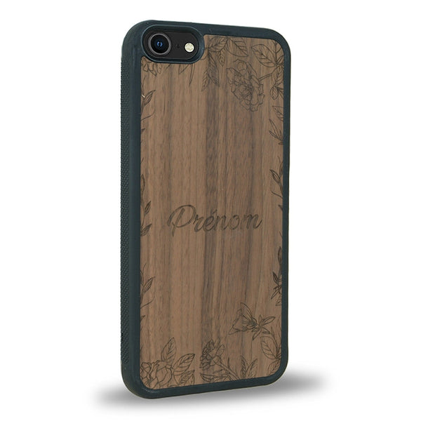 Coque de protection en bois véritable fabriquée en France pour iPhone 5 / 5s sur le thème de la fête des mères avec un motif représentant des fleurs et des feuilles