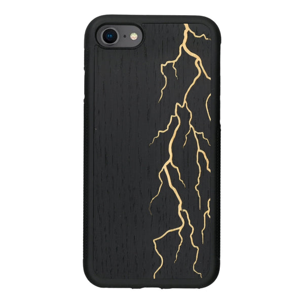 Coque de protection en bois véritable fabriquée en France pour iPhone 5 / 5s alliant plusieurs essences de bois pour représenter un éclair divin