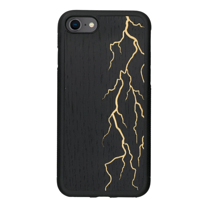 Coque de protection en bois véritable fabriquée en France pour iPhone 5 / 5s alliant plusieurs essences de bois pour représenter un éclair divin