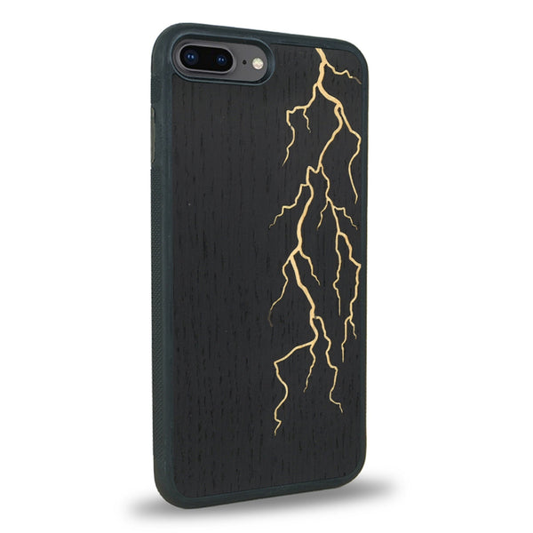 Coque de protection en bois véritable fabriquée en France pour iPhone 7 Plus / 8 Plus alliant plusieurs essences de bois pour représenter un éclair divin