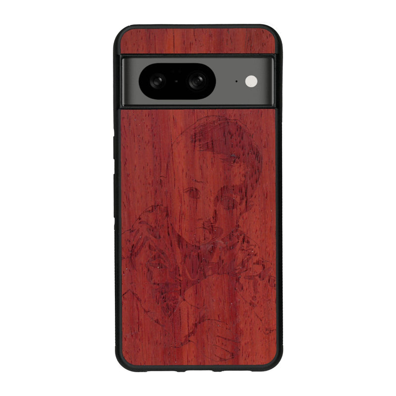 Coque de protection en bois véritable fabriquée en France pour Google Pixel 7A avec gravure personnalisée à partir d'une photo, d'une image, d'un logo, des initials ou d'une phrase