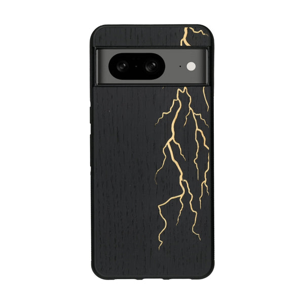 Coque de protection en bois véritable fabriquée en France pour Google Pixel 8 alliant plusieurs essences de bois pour représenter un éclair divin