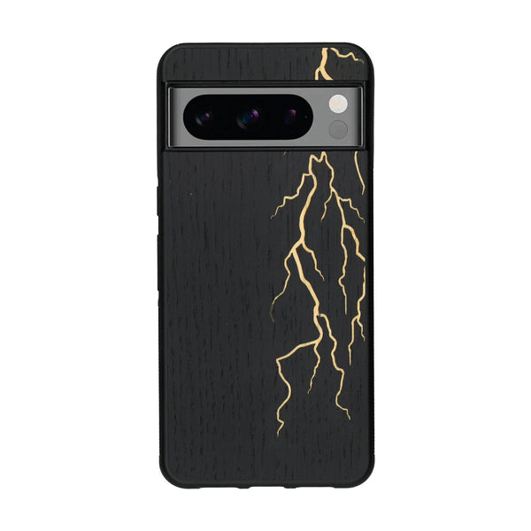 Coque de protection en bois véritable fabriquée en France pour Google Pixel 8Pro alliant plusieurs essences de bois pour représenter un éclair divin