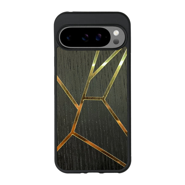 Coque de protection en bois véritable fabriquée en France pour Google Pixel 9 Pro alliant plusieurs essences de bois pour représenter des fragments design