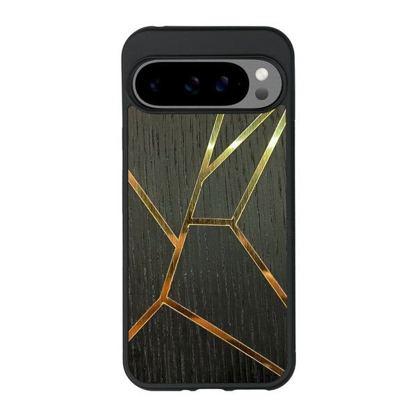 Coque de protection en bois véritable fabriquée en France pour Google Pixel 9 Pro XL alliant plusieurs essences de bois pour représenter des fragments design