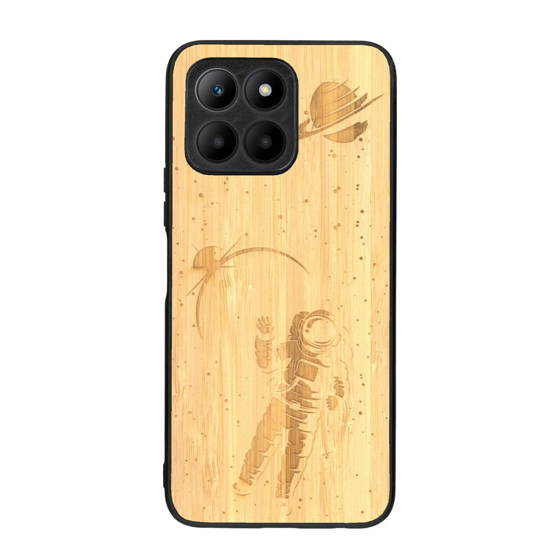 Coque de protection en bois véritable fabriquée en France pour Honor 70 Lite sur le thème des astronautes