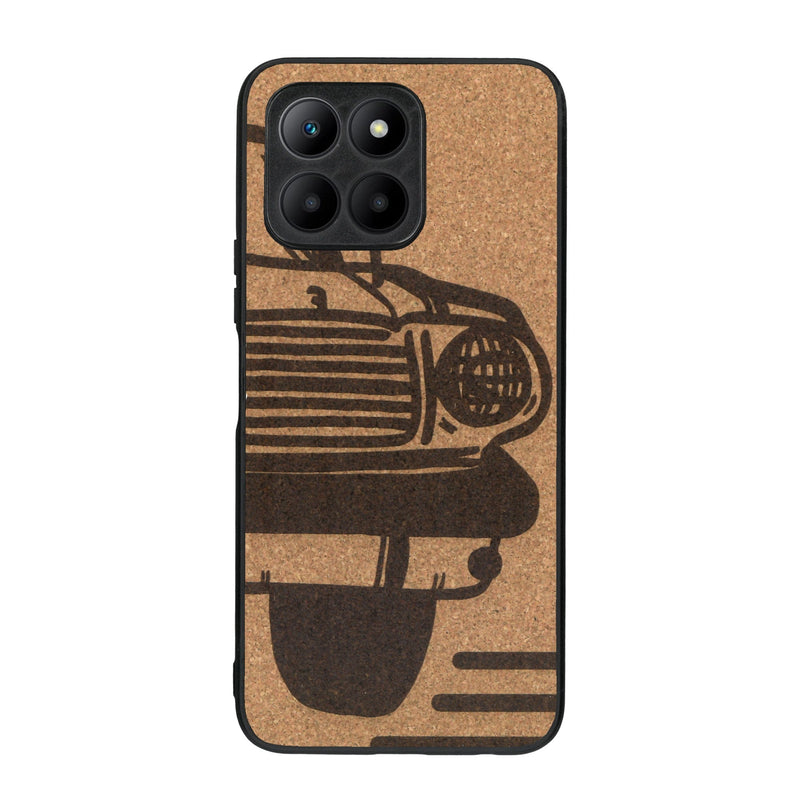 Coque de protection en bois véritable fabriquée en France pour Honor 70 Lite sur le thème de l'automobile avec une authentique Mustang