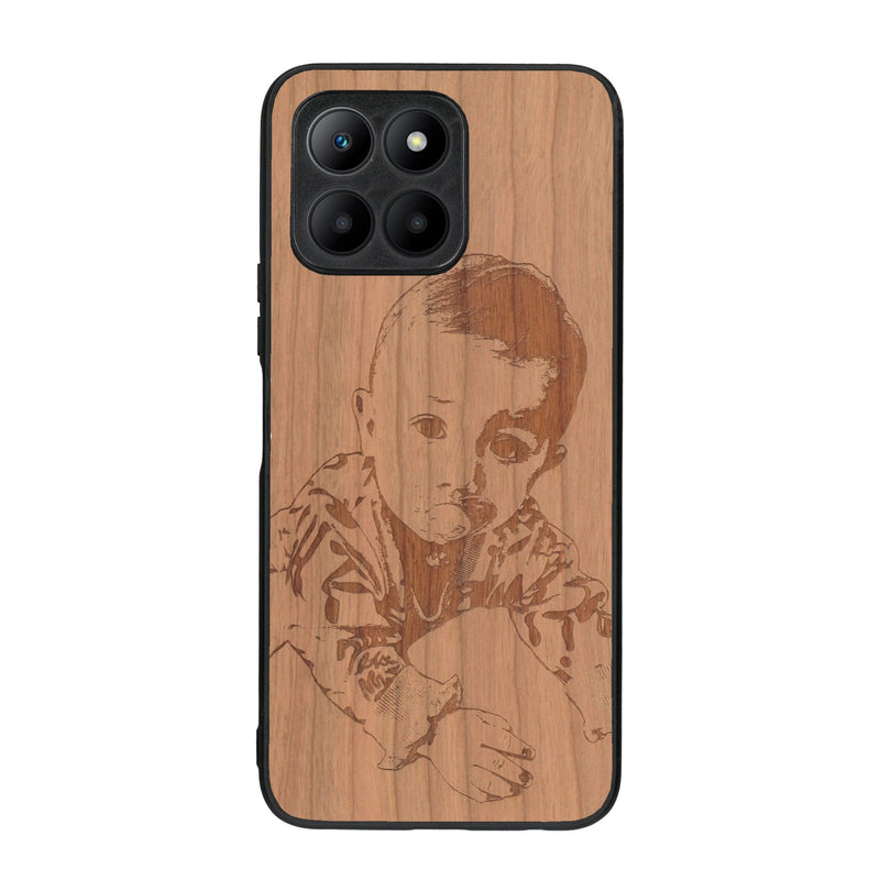 Coque de protection en bois véritable fabriquée en France pour Honor 70 Lite avec gravure personnalisée à partir d'une photo, d'une image, d'un logo, des initials ou d'une phrase