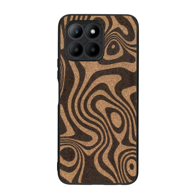 Coque de protection en bois véritable fabriquée en France pour Honor 70 Lite avec un motif abstrait représentant les mouvements de l'eau