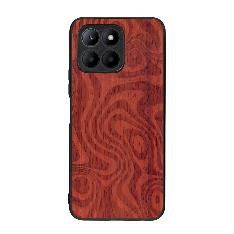 Coque de protection en bois véritable fabriquée en France pour Honor 70 Lite avec un motif abstrait représentant les mouvements de l'eau