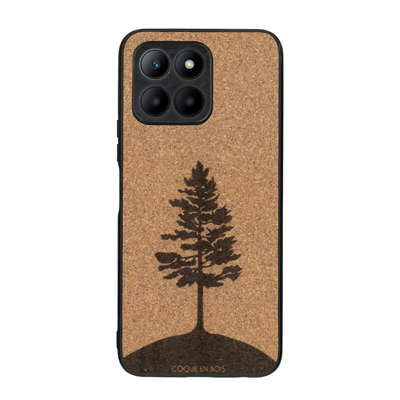 Coque de protection en bois véritable fabriquée en France pour Honor 70 Lite sur le thème de la nature, de la fôret et de l'écoresponsabilité avec une gravure représentant un arbre 