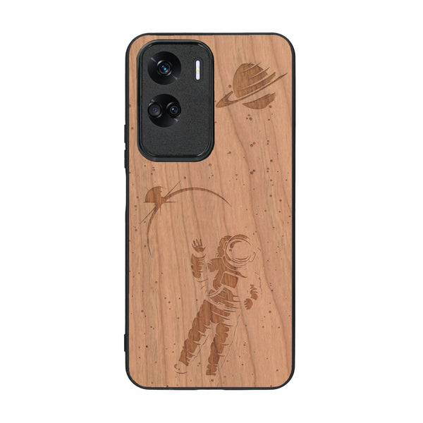 Coque de protection en bois véritable fabriquée en France pour Honor 90 Lite sur le thème des astronautes