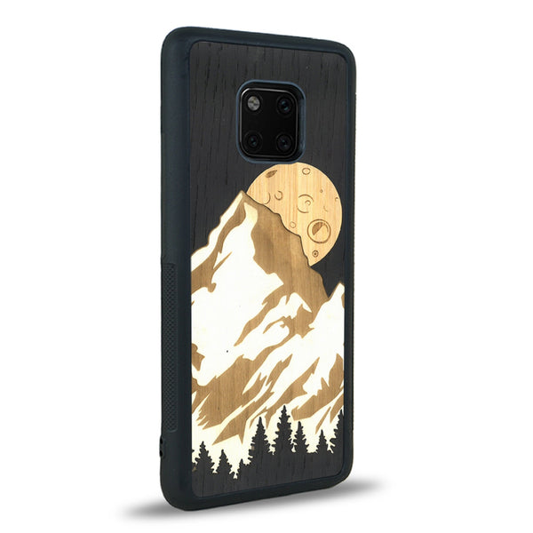 Coque de protection en bois véritable fabriquée en France pour Huawei Mate 20 Pro alliant plusieurs essences de bois pour représenter le mont Everest