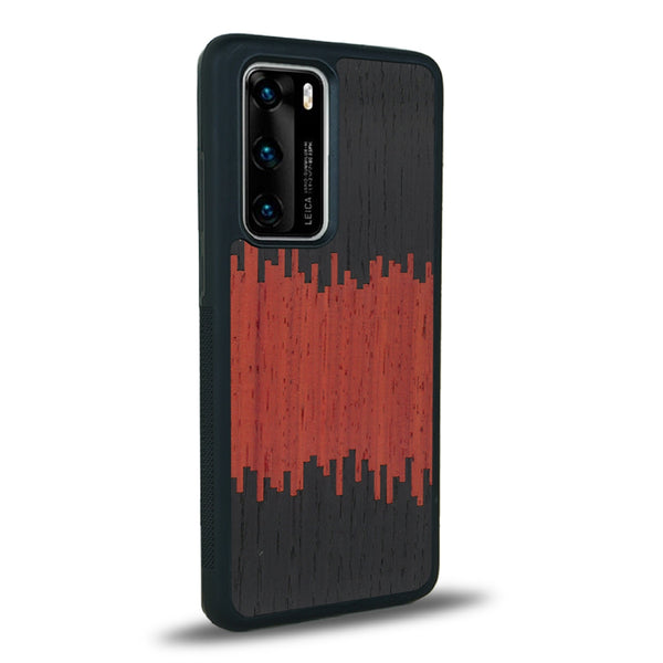 Coque de protection en bois véritable fabriquée en France pour Huawei P40 Pro alliant plusieurs essences de bois pour représenter du magma en fusion