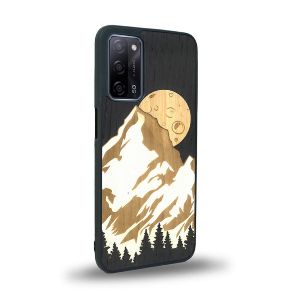 Coque de protection en bois véritable fabriquée en France pour Oppo A55 5G alliant plusieurs essences de bois pour représenter le mont Everest