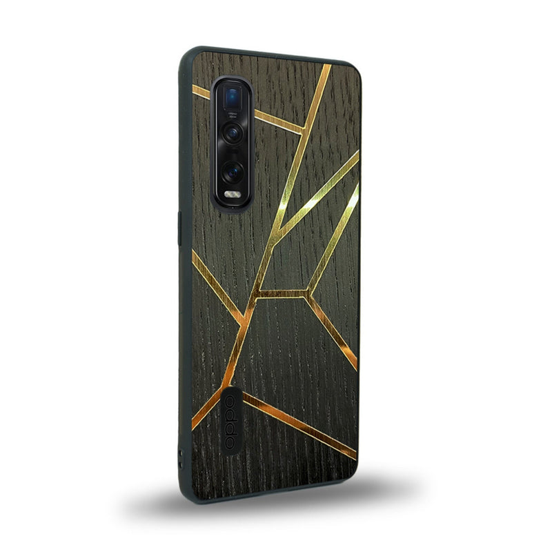 Coque de protection en bois véritable fabriquée en France pour Oppo Find X2 Pro alliant plusieurs essences de bois pour représenter des fragments design