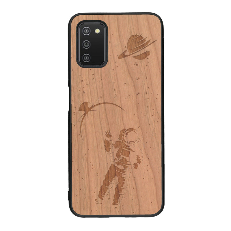 Coque de protection en bois véritable fabriquée en France pour Samsung A03S sur le thème des astronautes