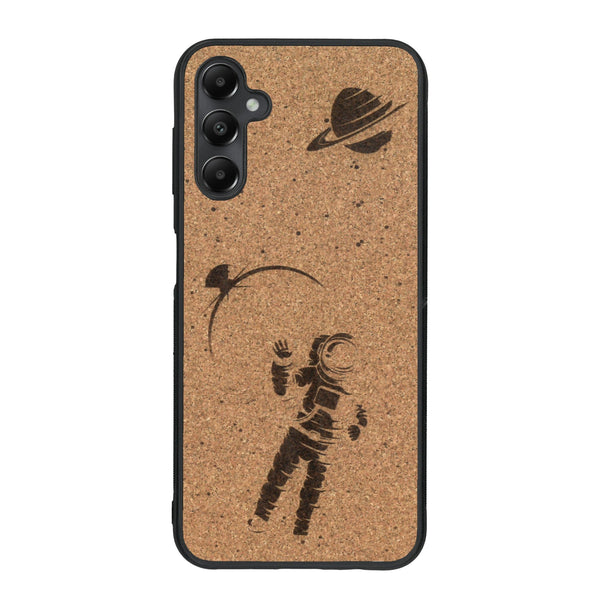 Coque de protection en bois véritable fabriquée en France pour Samsung A05S sur le thème des astronautes