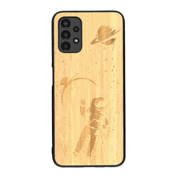 Coque de protection en bois véritable fabriquée en France pour Samsung A13 sur le thème des astronautes