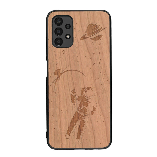 Coque de protection en bois véritable fabriquée en France pour Samsung A13 sur le thème des astronautes