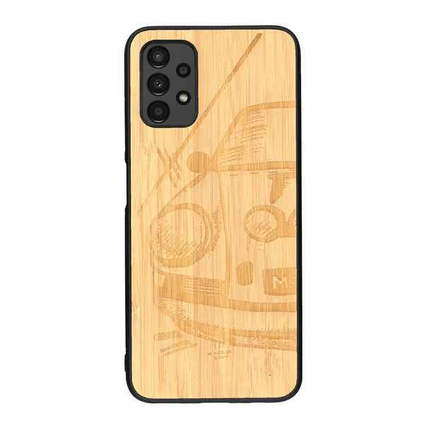 Coque de protection en bois véritable fabriquée en France pour Samsung A13 sur le thème de l'automobile avec une authentique Porsche