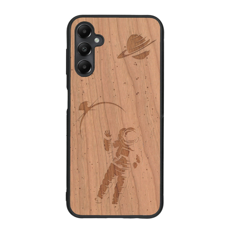 Coque de protection en bois véritable fabriquée en France pour Samsung A15 sur le thème des astronautes