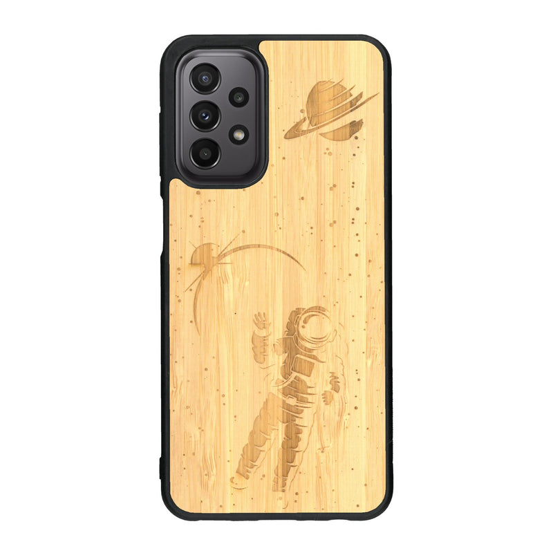 Coque de protection en bois véritable fabriquée en France pour Samsung A23 sur le thème des astronautes