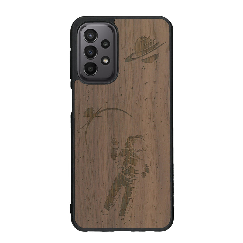 Coque de protection en bois véritable fabriquée en France pour Samsung A23 sur le thème des astronautes