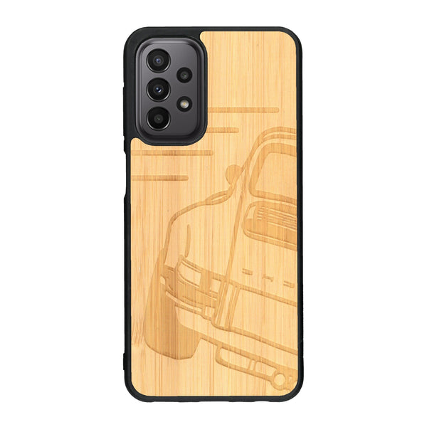 Coque de protection en bois véritable fabriquée en France pour Samsung A33 sur le thème de l'automobile avec une authentique Porsche