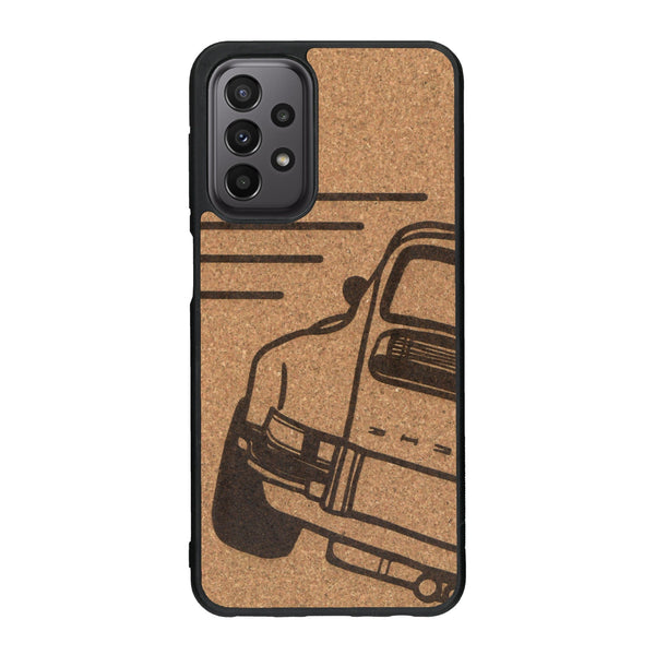 Coque de protection en bois véritable fabriquée en France pour Samsung A33 sur le thème de l'automobile avec une authentique Porsche