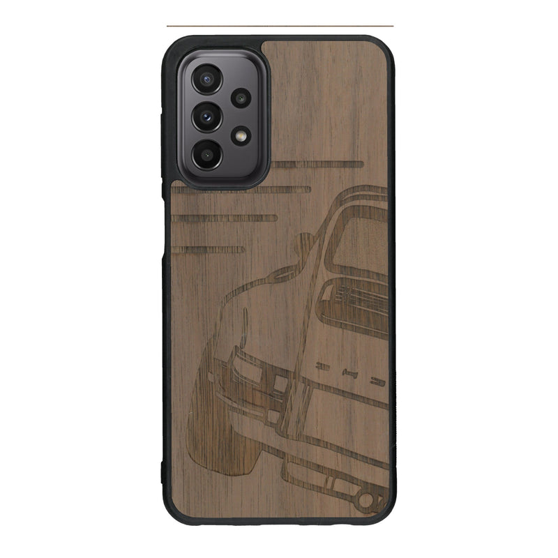 Coque de protection en bois véritable fabriquée en France pour Samsung A33 sur le thème de l'automobile avec une authentique Porsche