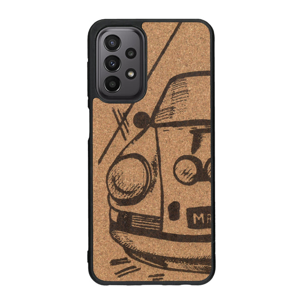 Coque de protection en bois véritable fabriquée en France pour Samsung A33 sur le thème de l'automobile avec une authentique Porsche