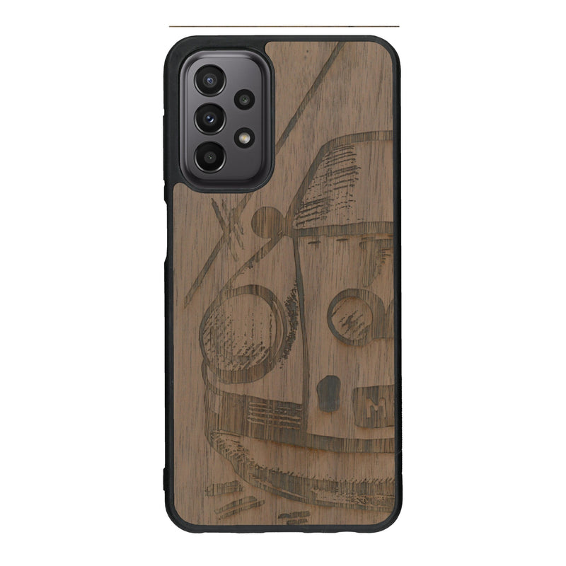 Coque de protection en bois véritable fabriquée en France pour Samsung A33 sur le thème de l'automobile avec une authentique Porsche