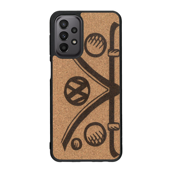 Coque de protection en bois véritable fabriquée en France pour Samsung A33 sur le thème de l'automobile avec un van combi