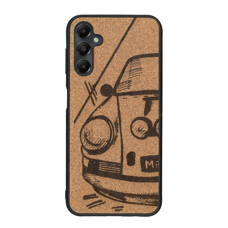 Coque de protection en bois véritable fabriquée en France pour Samsung A34 sur le thème de l'automobile avec une authentique Porsche