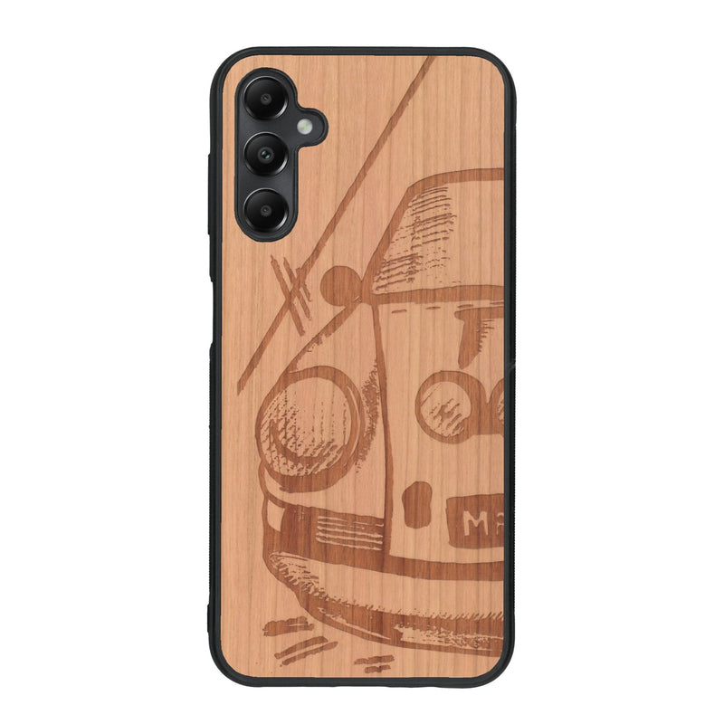 Coque de protection en bois véritable fabriquée en France pour Samsung A34 sur le thème de l'automobile avec une authentique Porsche