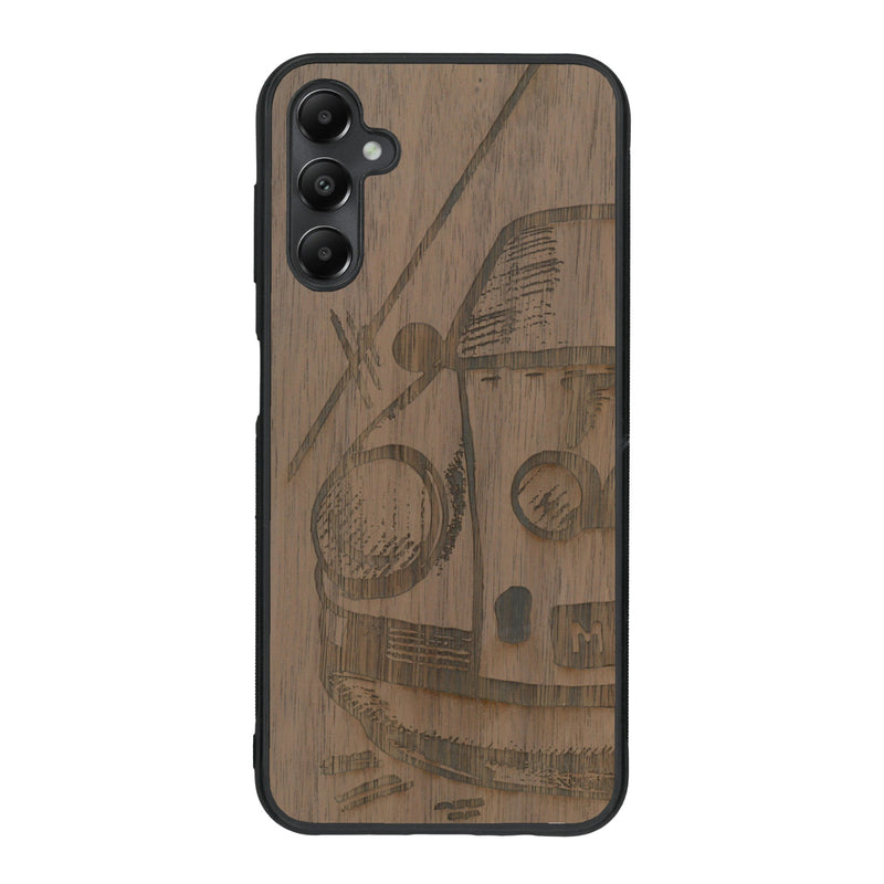 Coque de protection en bois véritable fabriquée en France pour Samsung A34 sur le thème de l'automobile avec une authentique Porsche