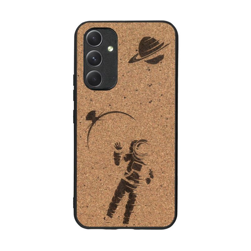 Coque de protection en bois véritable fabriquée en France pour Samsung A54 5G sur le thème des astronautes