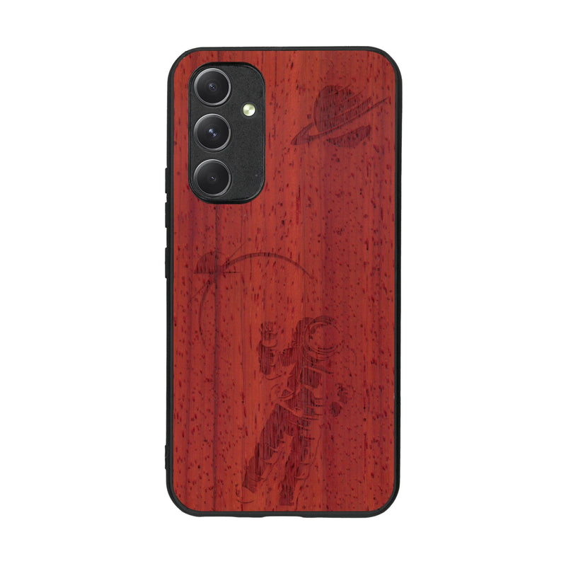 Coque de protection en bois véritable fabriquée en France pour Samsung A54 5G sur le thème des astronautes