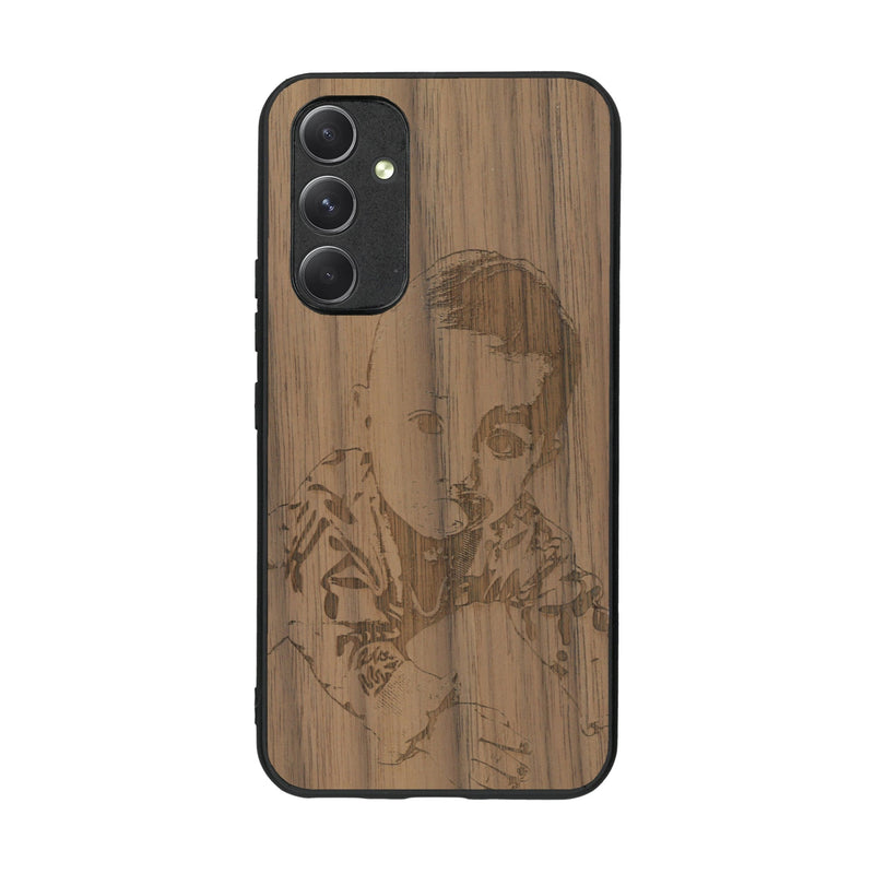 Coque de protection en bois véritable fabriquée en France pour Samsung A54 5G avec gravure personnalisée à partir d'une photo, d'une image, d'un logo, des initials ou d'une phrase