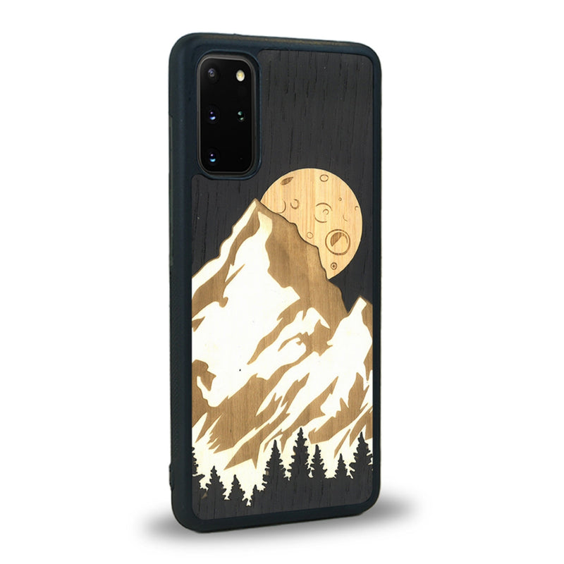 Coque de protection en bois véritable fabriquée en France pour Samsung S20 alliant plusieurs essences de bois pour représenter le mont Everest