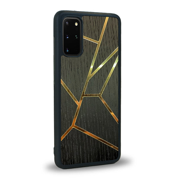 Coque de protection en bois véritable fabriquée en France pour Samsung S20 alliant plusieurs essences de bois pour représenter des fragments design