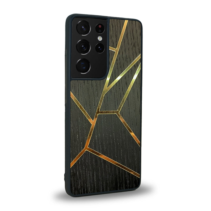 Coque de protection en bois véritable fabriquée en France pour Samsung S20 Ultra alliant plusieurs essences de bois pour représenter des fragments design