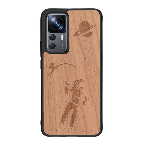 Coque de protection en bois véritable fabriquée en France pour Xiaomi Mi 12T Pro sur le thème des astronautes