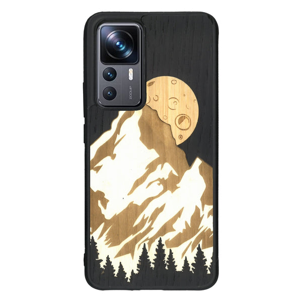 Coque de protection en bois véritable fabriquée en France pour Xiaomi Mi 12T Pro alliant plusieurs essences de bois pour représenter le mont Everest