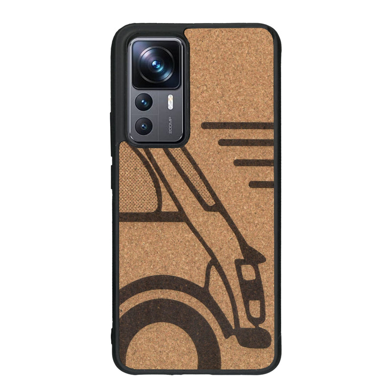 Coque de protection en bois véritable fabriquée en France pour Xiaomi Mi 12T Pro sur le thème de l'automobile avec une authentique Mini Cooper